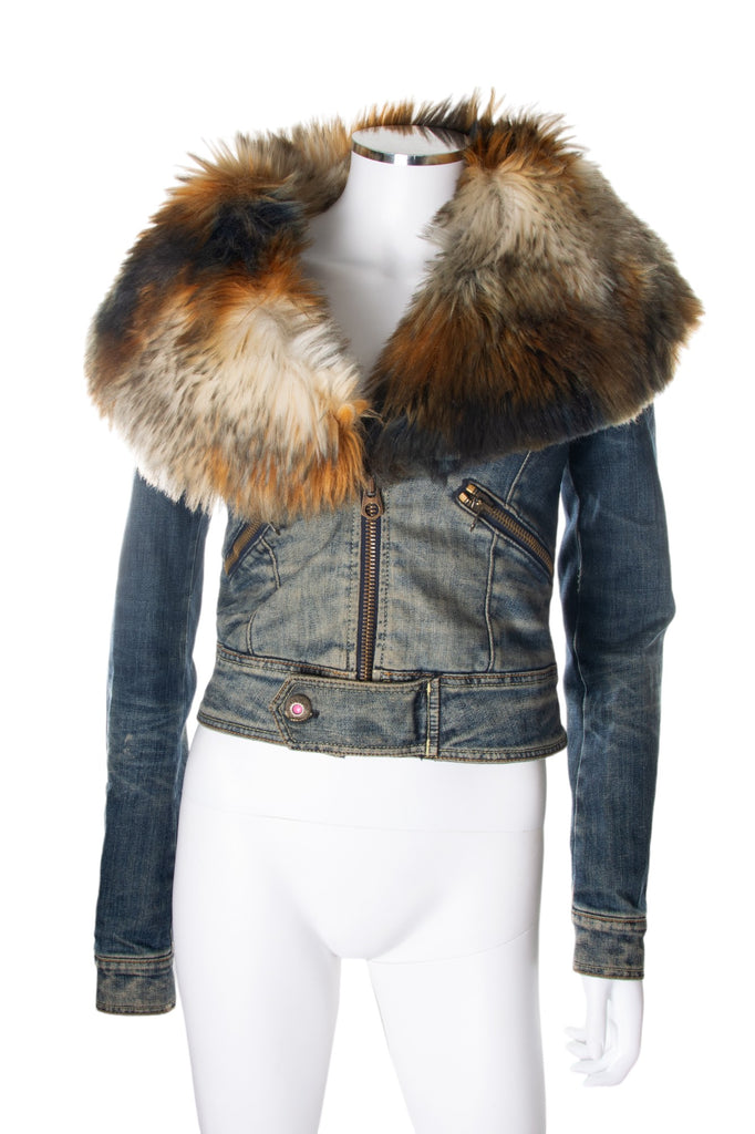 vintage Denim Jacket with Faux Fur Collar - irvrsbl
