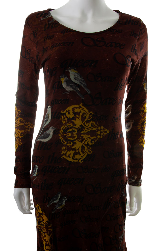 Save The Queen Long Sleeved Printed Mesh Dress - irvrsbl