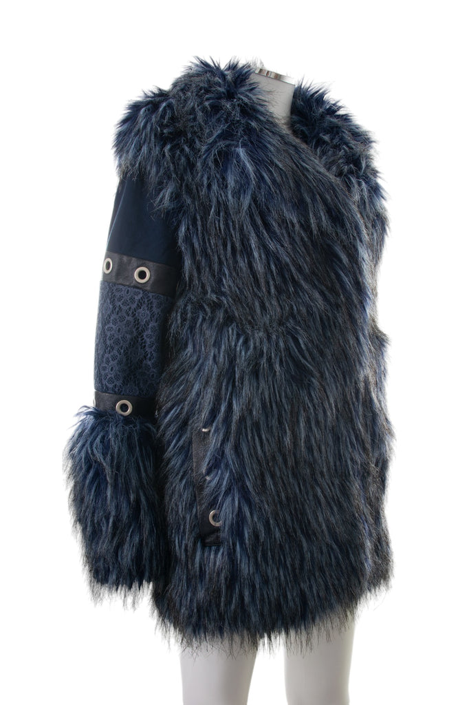 Save The Queen Faux Fur Coat with Leather - irvrsbl