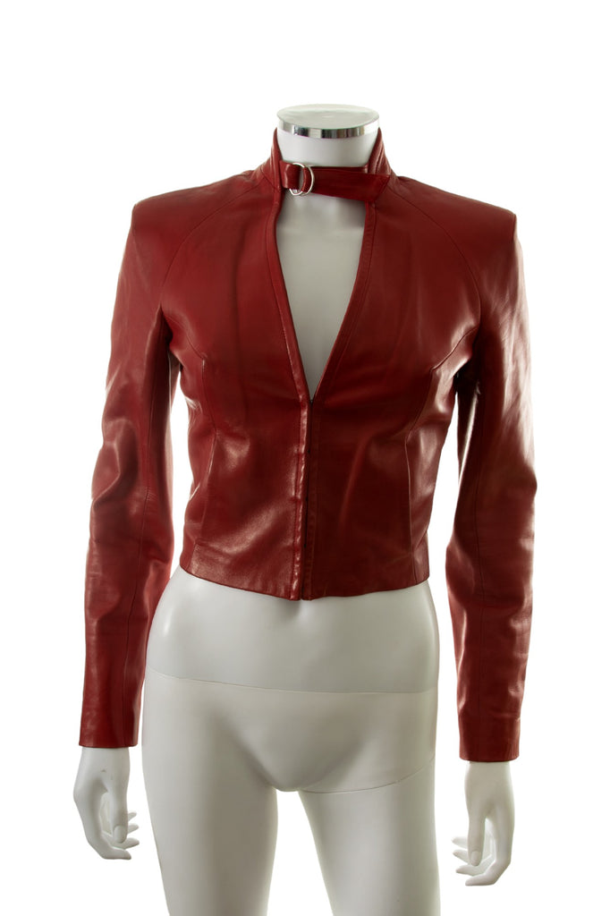 Plein Sud Cherry Red Leather Jacket - irvrsbl