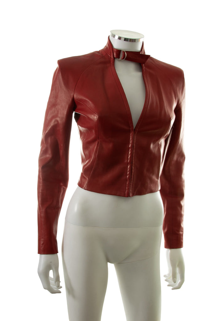 Plein Sud Cherry Red Leather Jacket - irvrsbl