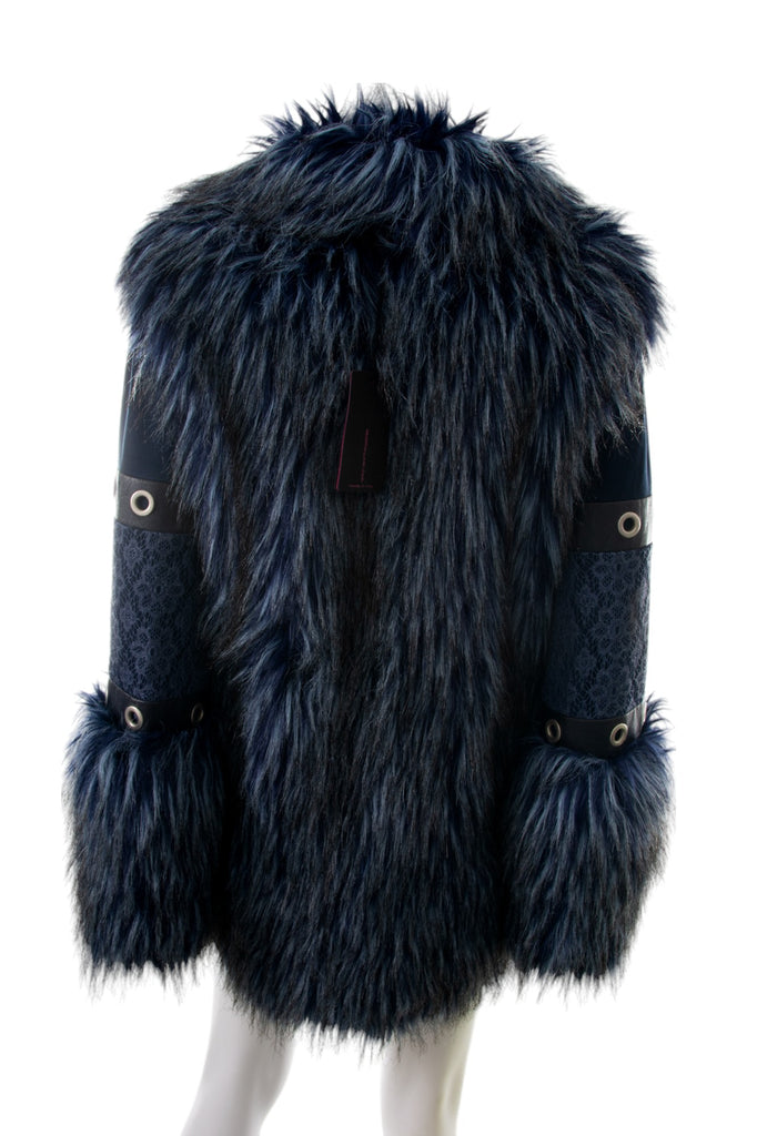 Save The Queen Faux Fur Coat with Leather - irvrsbl