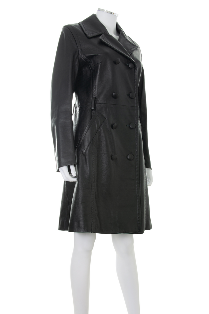 Dolce and Gabbana Black Leather Trench Coat - irvrsbl
