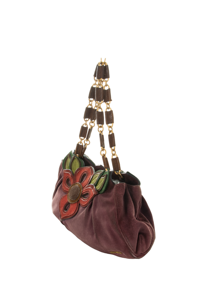 Miu MiuSuede Bag with Flower Detail- irvrsbl
