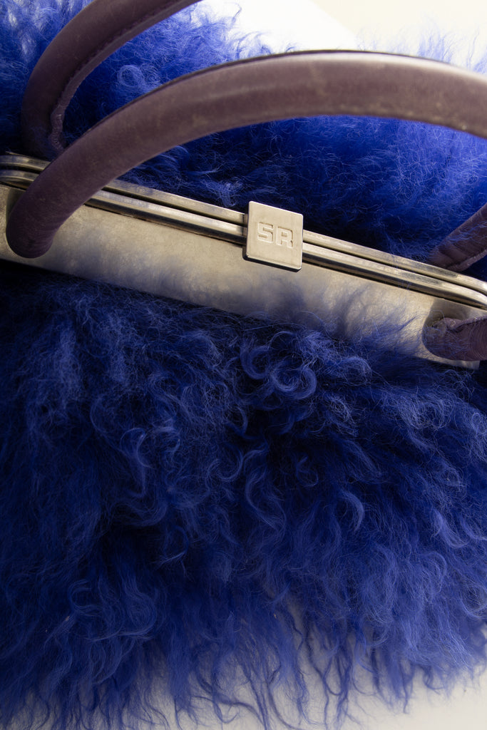Sonia Rykiel Blue Mongolian Fur Bag - irvrsbl
