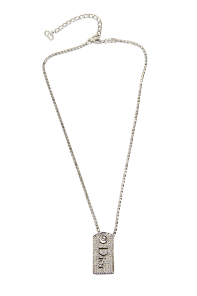 Christian Dior Crystal Dog Tag Necklace - irvrsbl