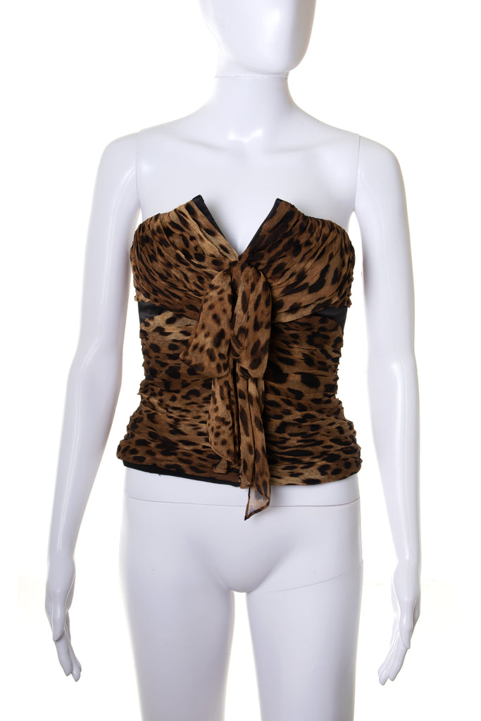 Dolce and Gabbana Leopard Silk Bustier Top - irvrsbl