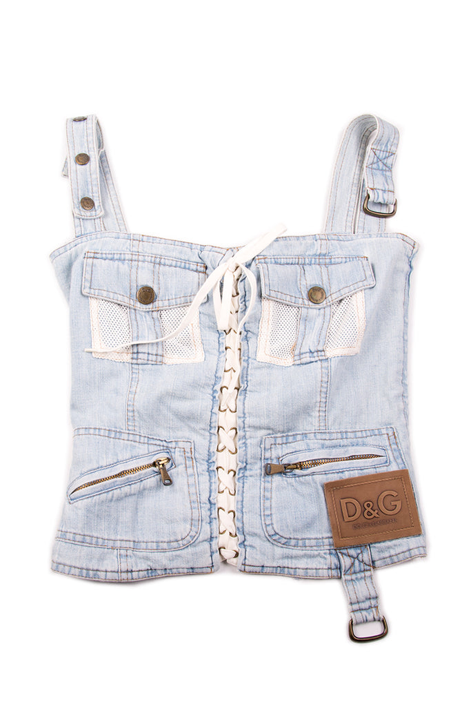 Dolce and Gabbana Lace Up Denim Top - irvrsbl