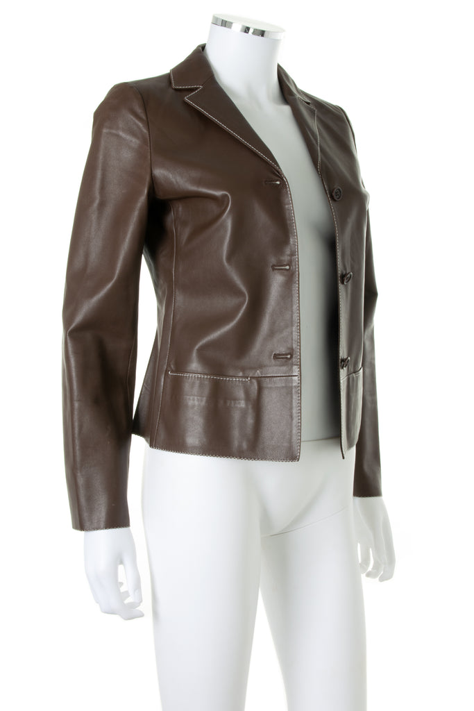 Miu Miu Brown Leather Blazer - irvrsbl