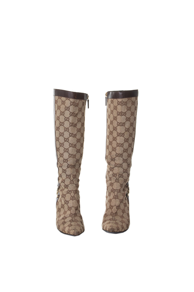 Gucci Pointed Toe Monogram Boots - irvrsbl