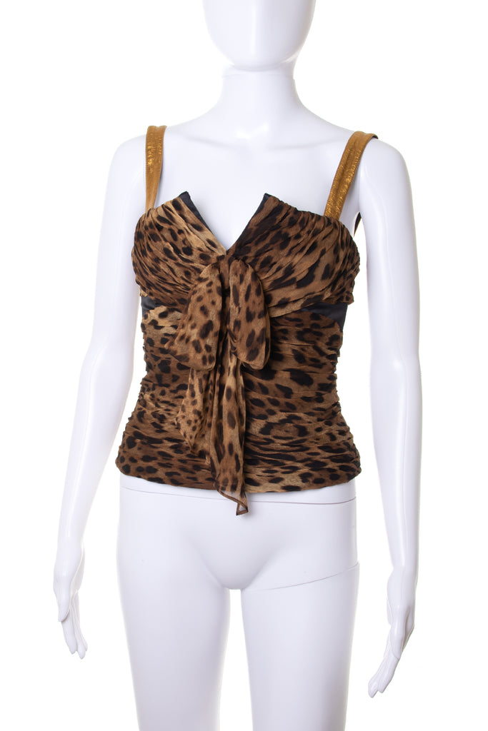 Dolce and Gabbana Leopard Silk Bustier Top - irvrsbl