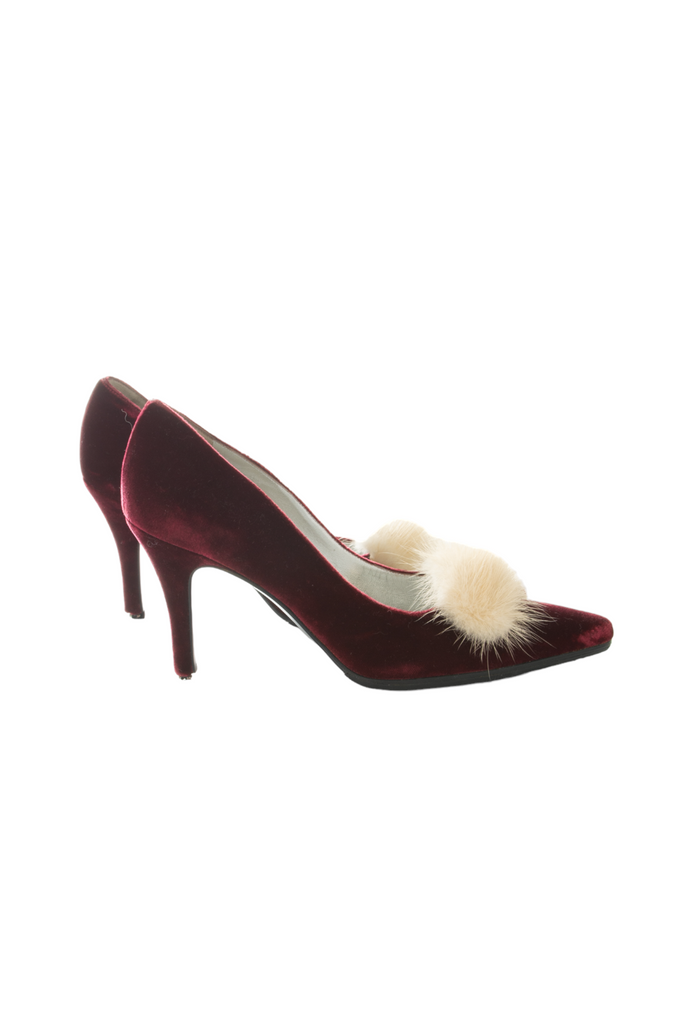 Dolce and Gabbana Velvet Heels with Fur - irvrsbl