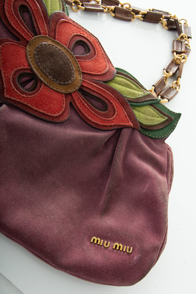 Miu Miu Suede Bag with Flower Detail - irvrsbl