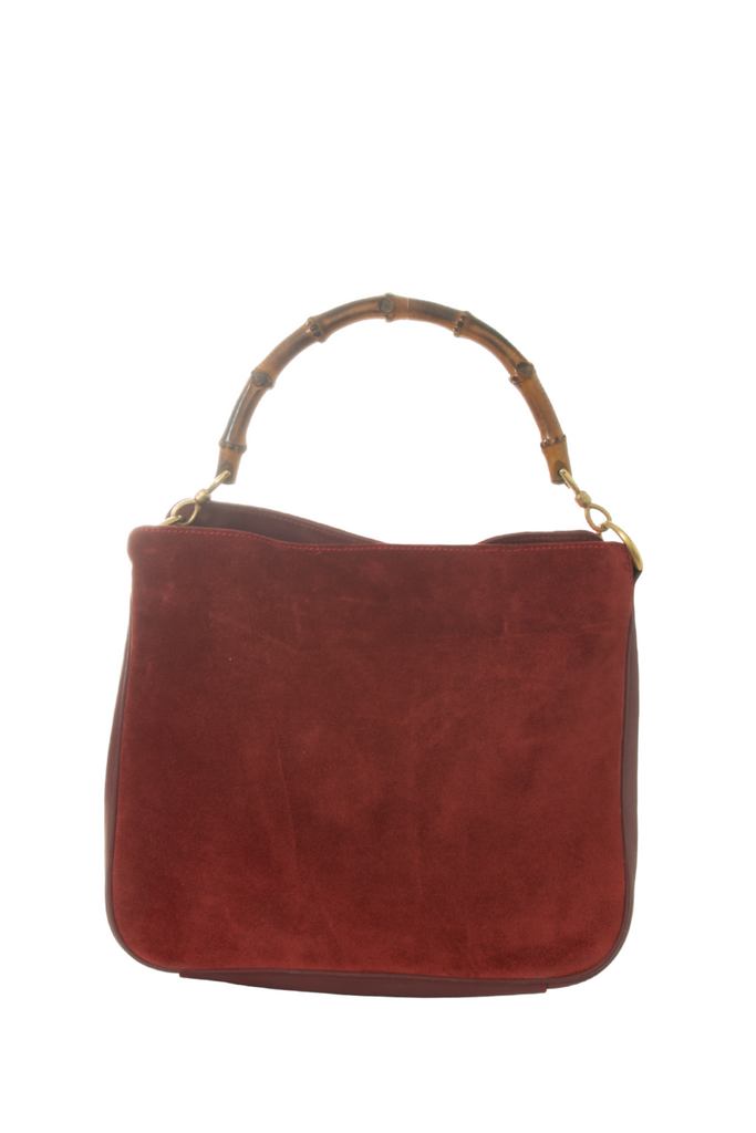 GucciRed Suede Bamboo Bag- irvrsbl