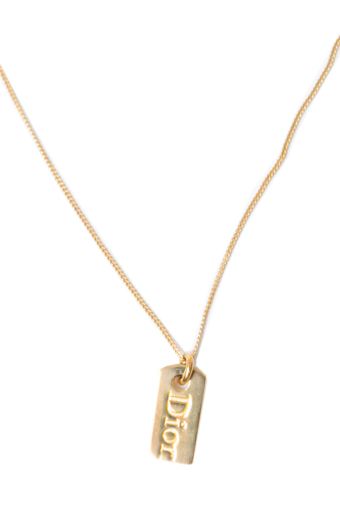 Christian Dior Gold Dog Tag Necklace - irvrsbl
