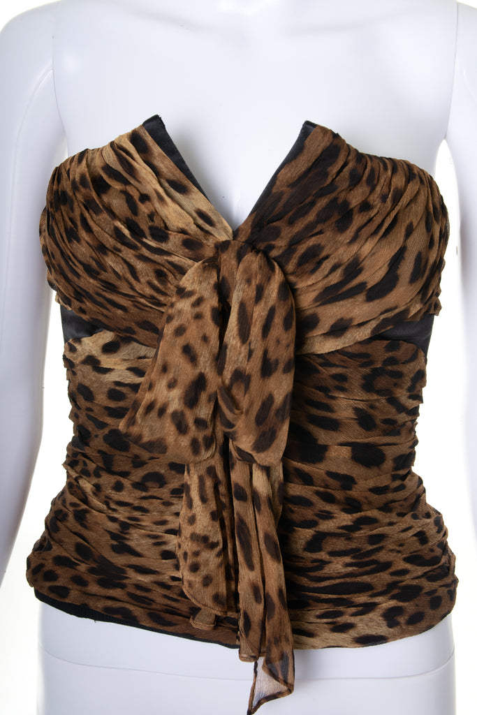 Dolce and Gabbana Leopard Silk Bustier Top - irvrsbl