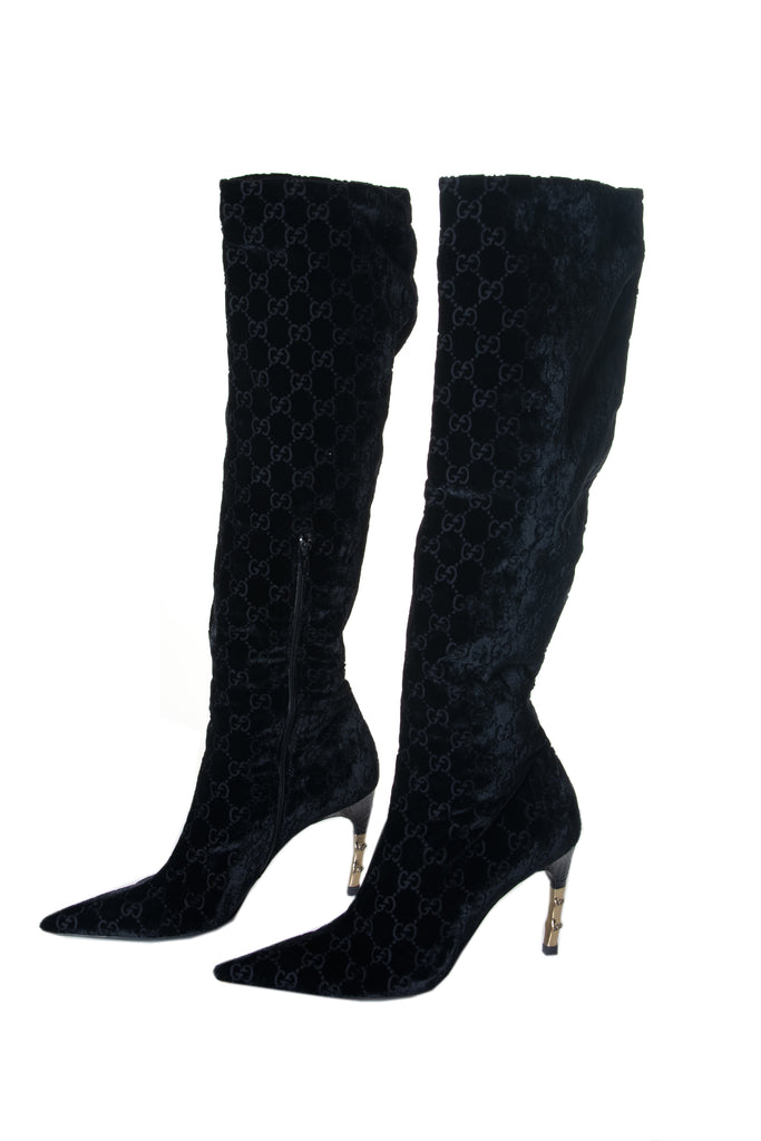Gucci Bamboo Heel Monogram Boots - irvrsbl