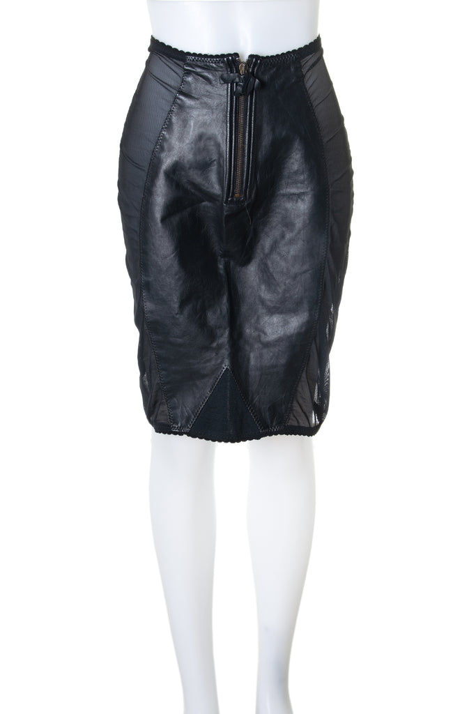 Jean Paul Gaultier Leather Sheer Panel Skirt - irvrsbl