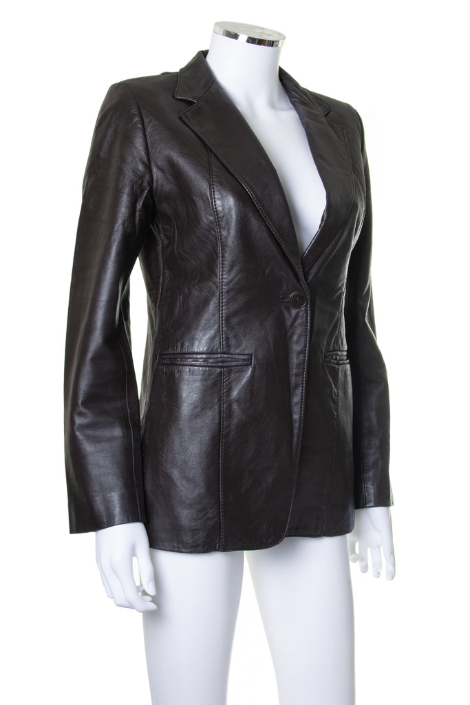 DKNYChocolate Leather Blazer- irvrsbl