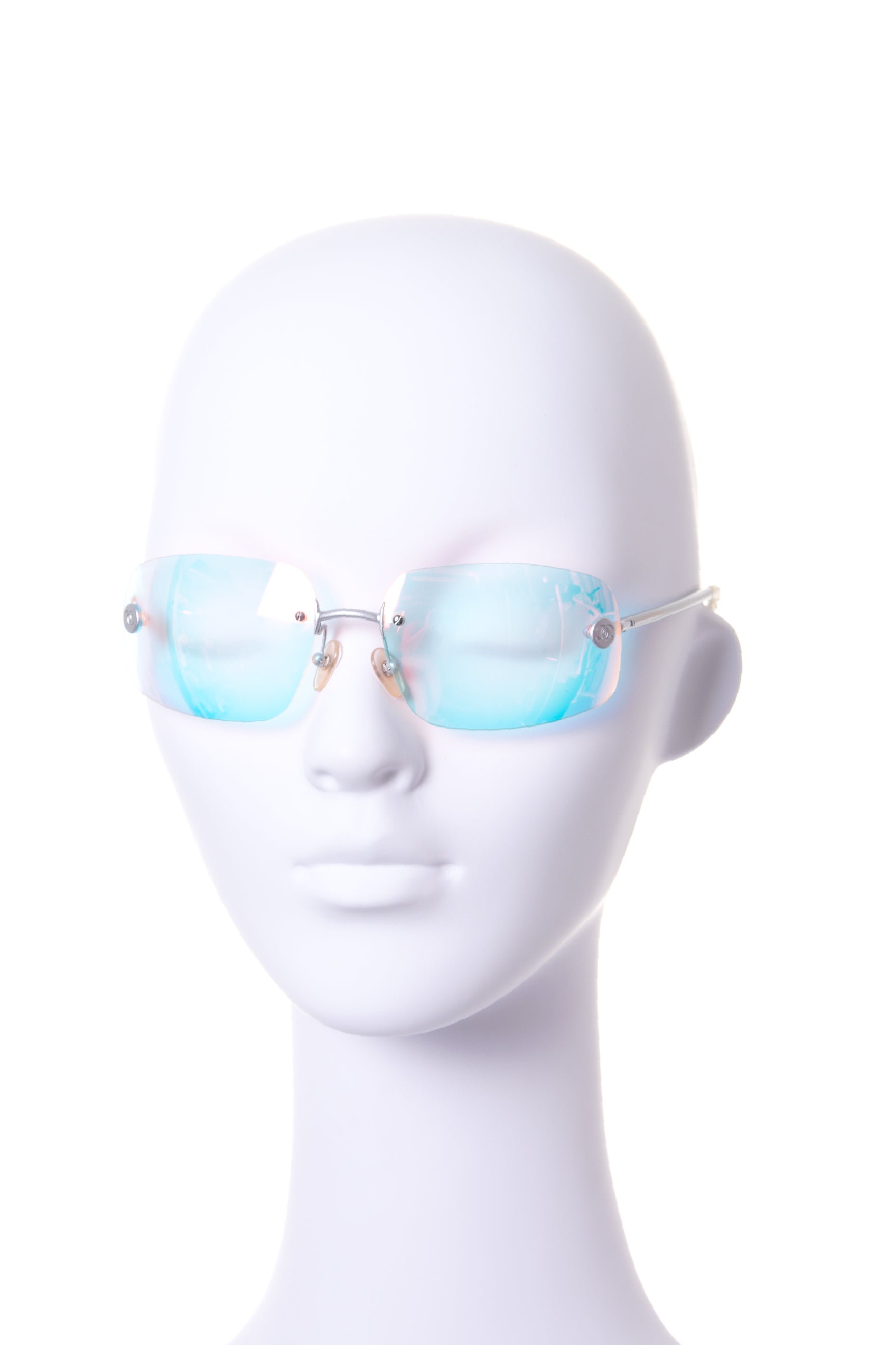 * CHANEL * - womens sunglasses - 6036 50342 Shield Lens - Studded - Blue