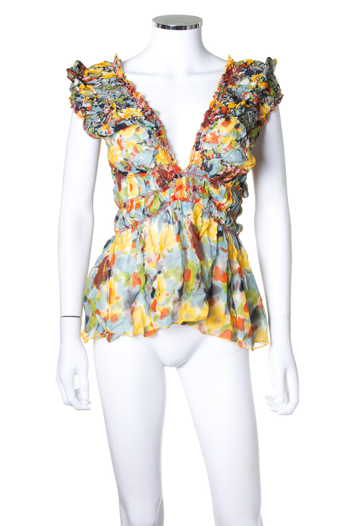 Jean Paul Gaultier Ruched Floral Top - irvrsbl