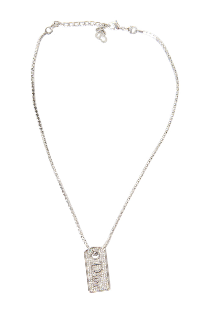 Christian DiorCrystal Dog Tag Necklace- irvrsbl