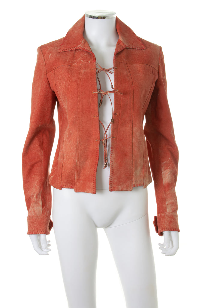 Roberto CavalliRed Leather Jacket- irvrsbl