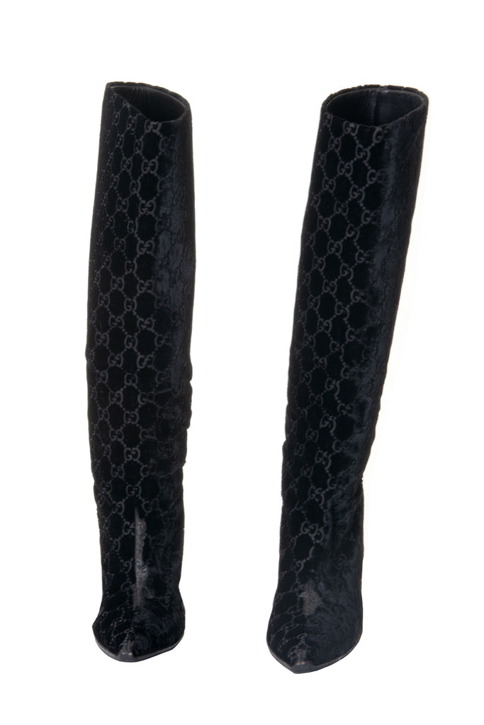Gucci Tom Ford Velvet Monogram Boots 37 - irvrsbl