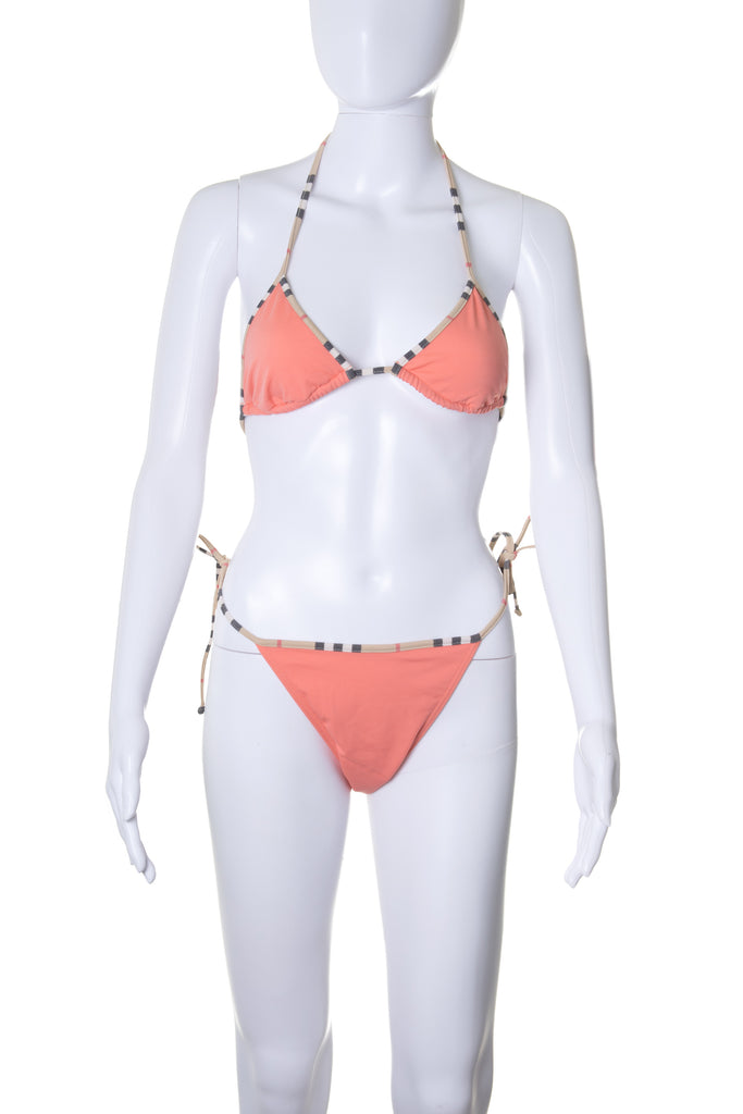BurberryCoral Nova Check Bikini- irvrsbl