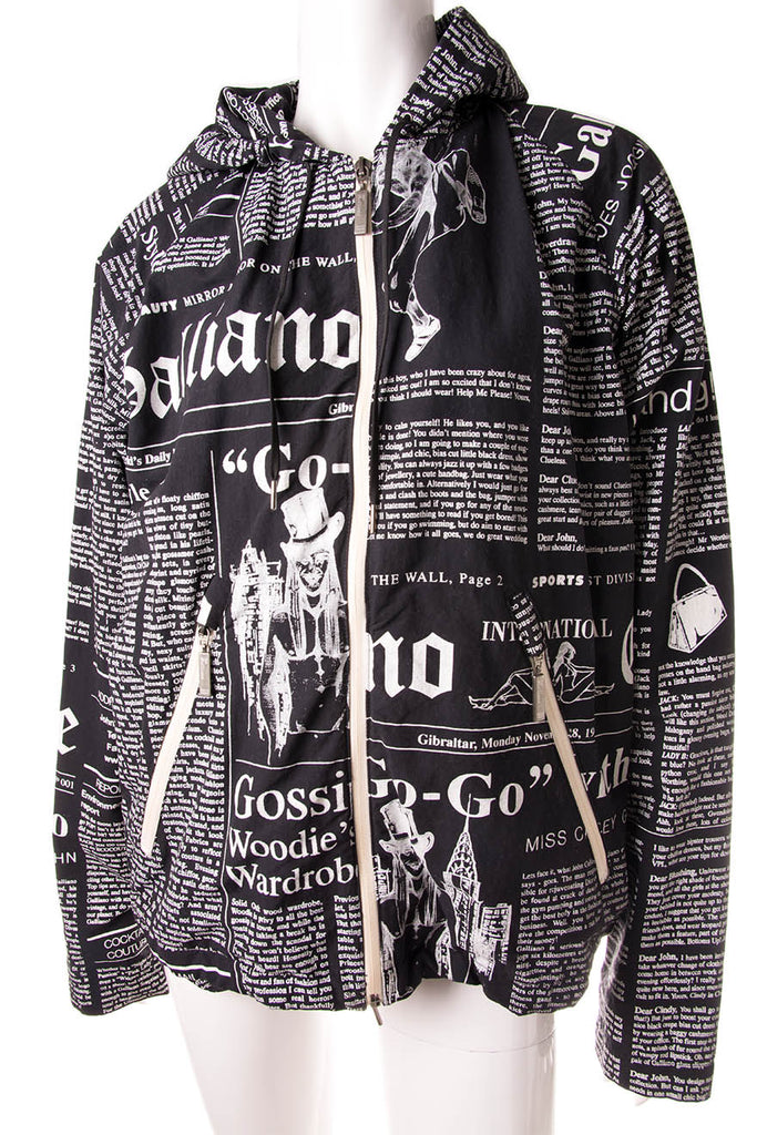 John Galliano Newspaper Print Hooded Jacket - irvrsbl