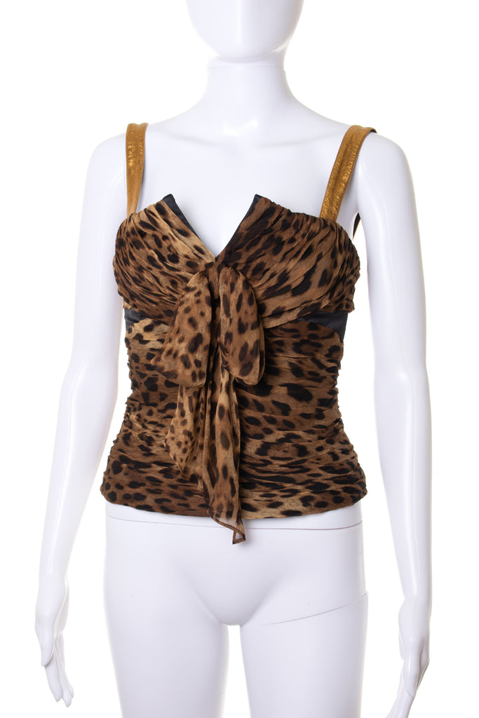 Dolce and Gabbana Leopard Silk Bustier Top - irvrsbl