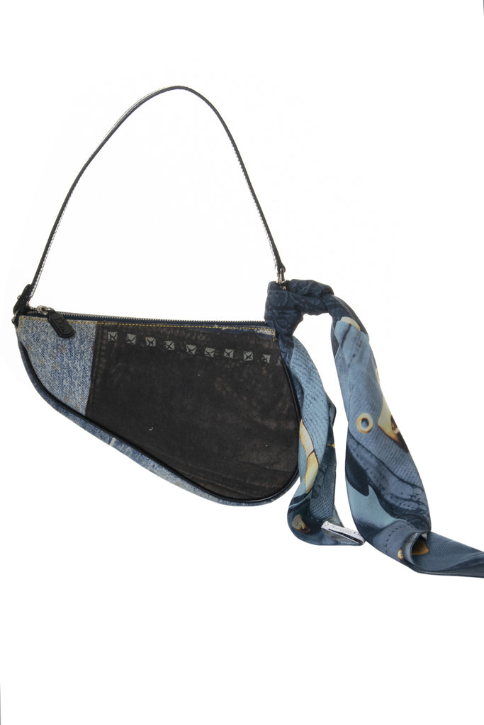 Christian Dior Denim Print Saddle Bag with Scarf - irvrsbl