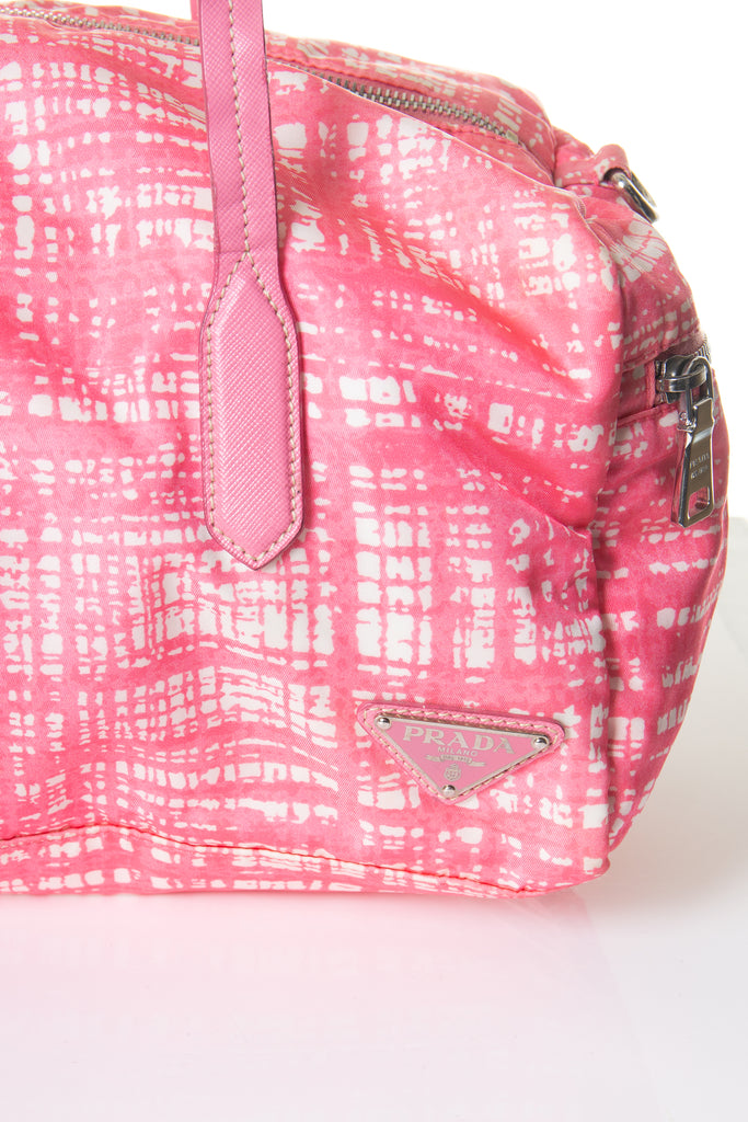 Prada Trompe L'Oeil Tweed Print Pink Nylon Bag - irvrsbl
