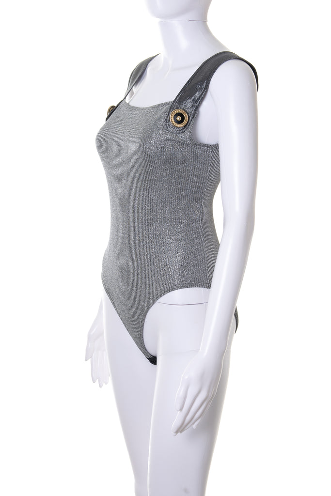 Versace Silver Bodysuit with Medusa Buttons - irvrsbl