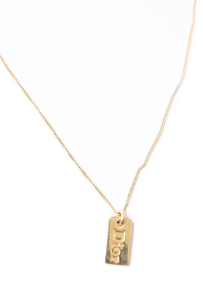 Christian Dior Gold Dog Tag Necklace - irvrsbl