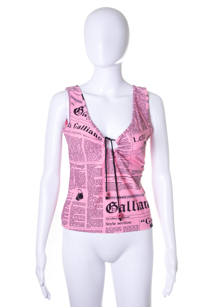 John Galliano Gazette Print Top in Pink - irvrsbl