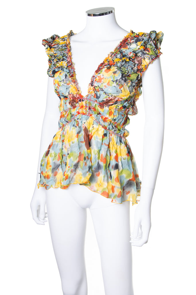 Jean Paul Gaultier Ruched Floral Top - irvrsbl