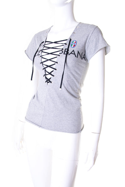 Dolce and Gabbana Lace Up Top as worn by Kim Kardashian