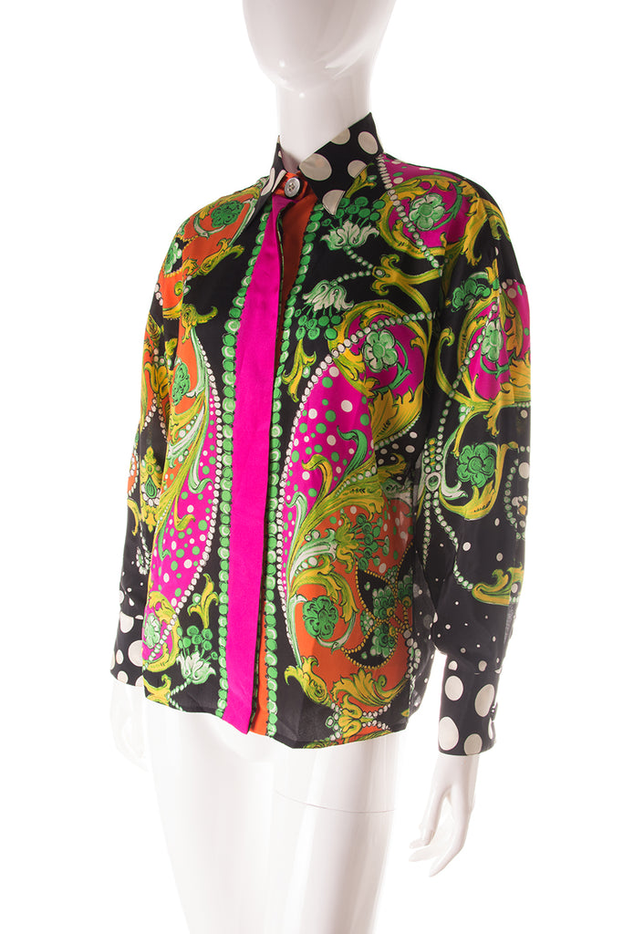 Versace Polka Dot Printed Silk Shirt - irvrsbl