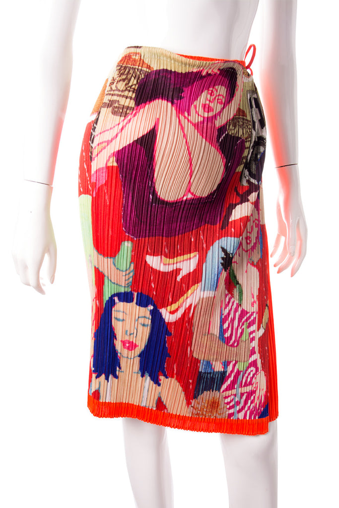 Issey Miyake Lovers Print Pleated Skirt - irvrsbl