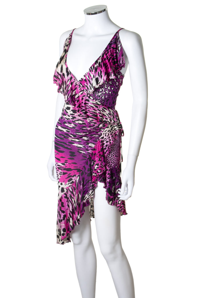 Roberto Cavalli Animal Print Wrap Dress - irvrsbl