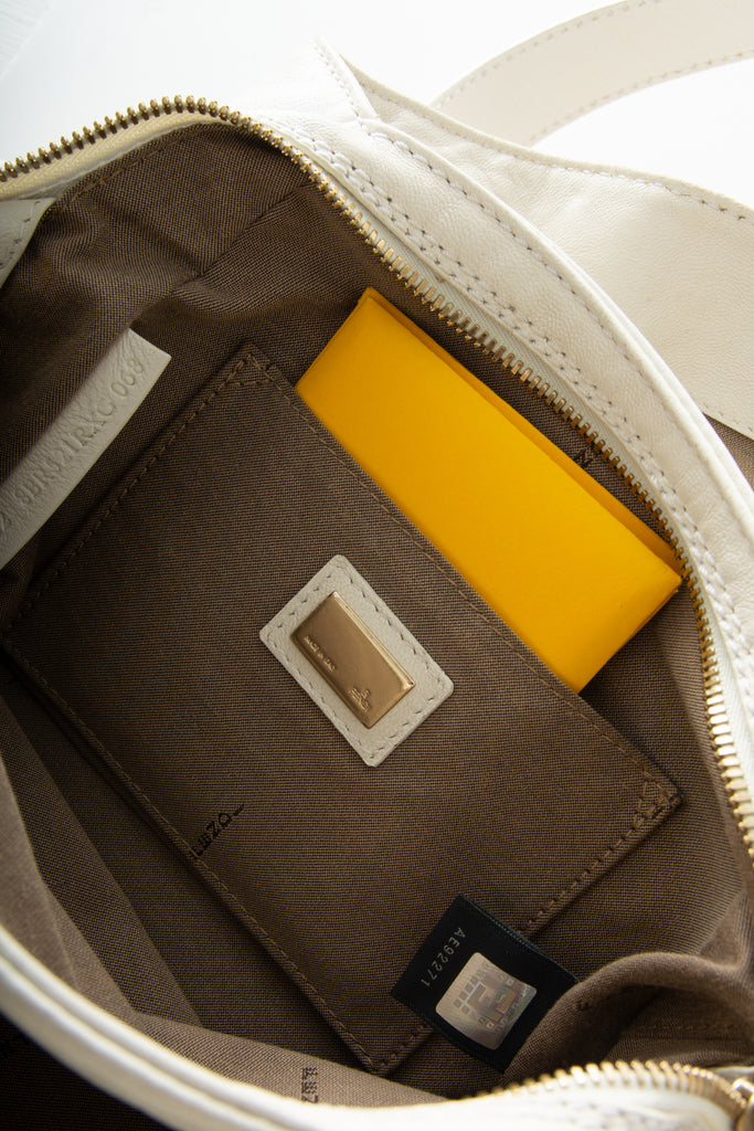 Fendi White Shoulder Bag with FF Hardware - irvrsbl
