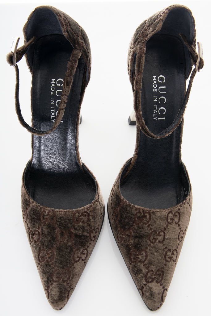 Gucci Tom Ford Velvet Monogram Heels - irvrsbl