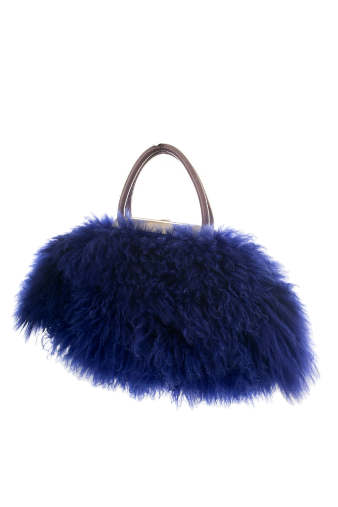 Sonia Rykiel Blue Mongolian Fur Bag - irvrsbl