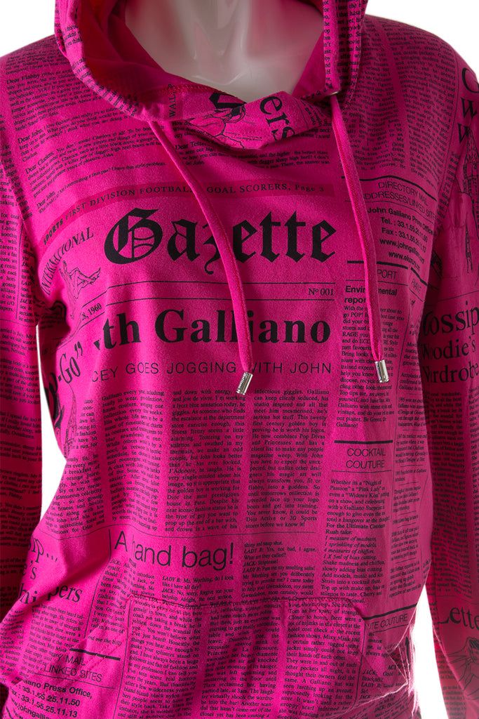 John Galliano Hot Pink Newspaper Print Top - irvrsbl