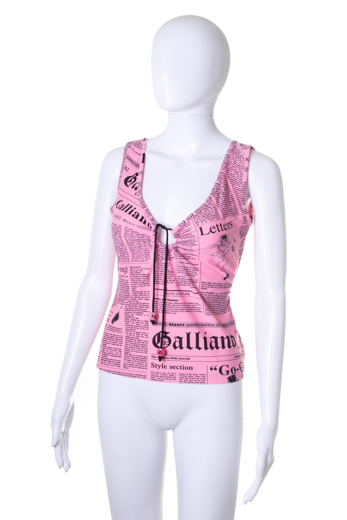 John Galliano Gazette Print Top in Pink - irvrsbl