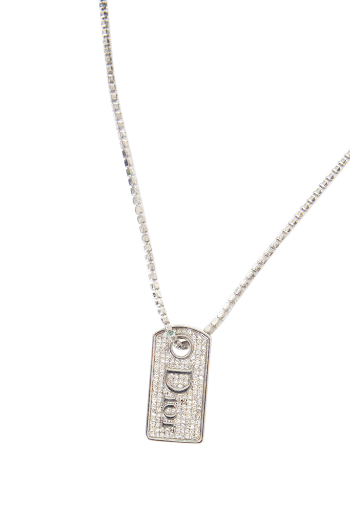 Christian Dior Crystal Dog Tag Necklace - irvrsbl