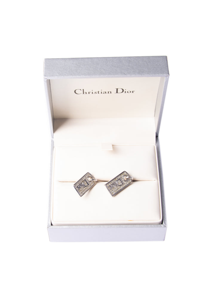 Christian Dior Rhinestone Dog Tag Earrings - irvrsbl