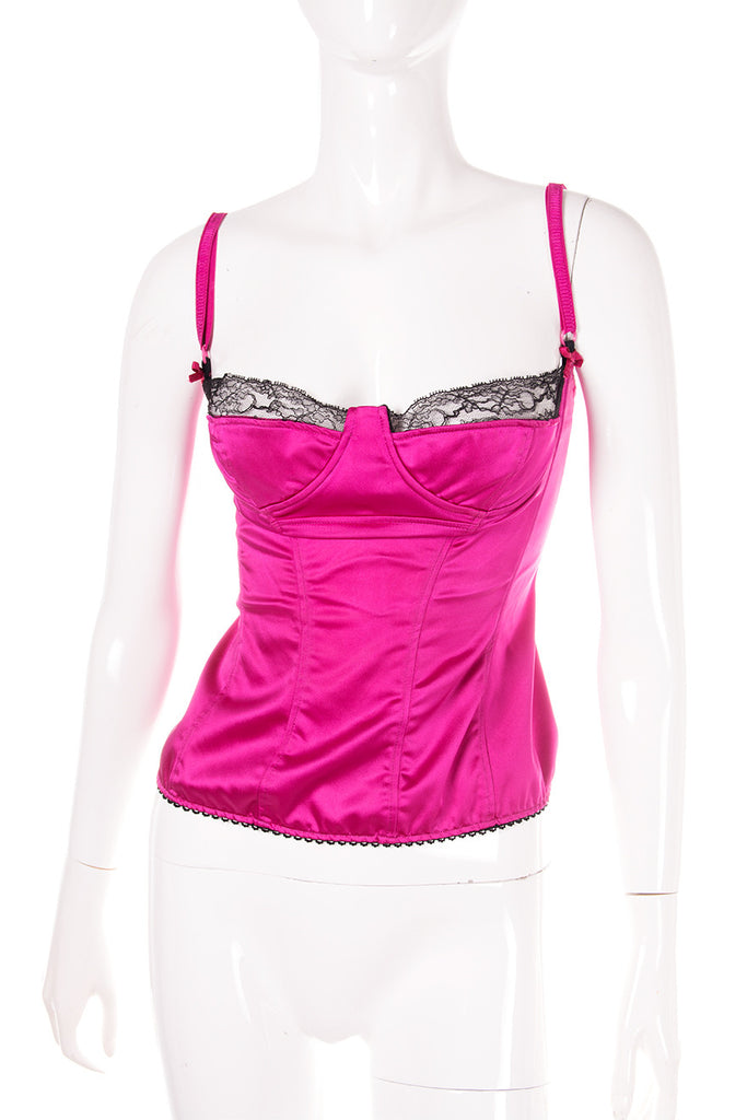 Dolce and Gabbana Hot Pink Lace Bustier Corset Top - irvrsbl