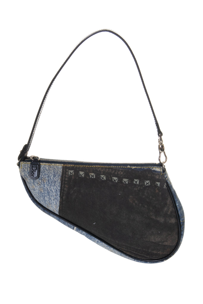 Christian Dior Denim Print Saddle Bag with Scarf - irvrsbl